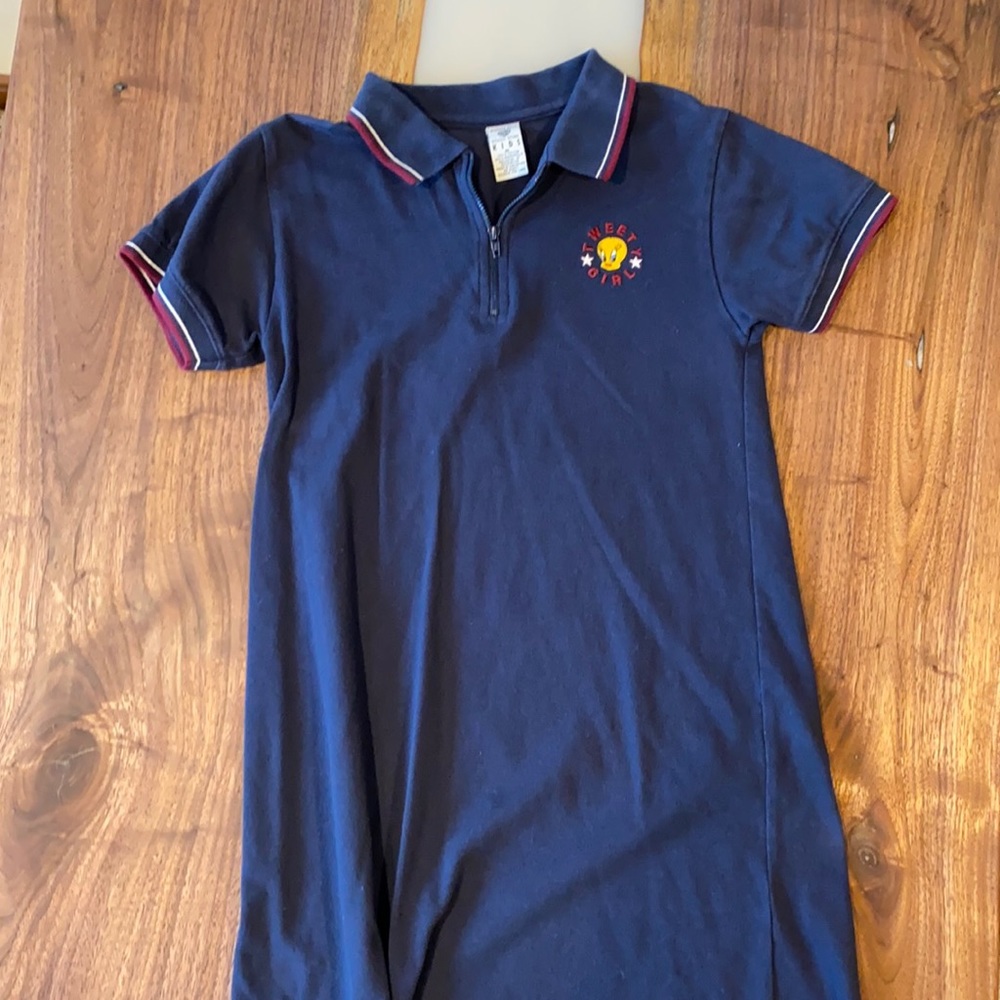 Warner Bros Tweety Girl navy polo dress